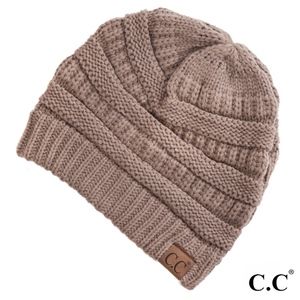 C.C Taupe Ribbed Beanie